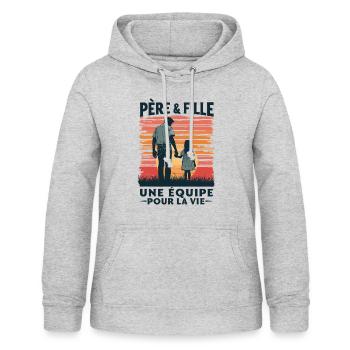 Pere Et Fille, Papa et Fille, Père Et Fille - Sweat à capuche Femme - gris clair chiné - Devant - AI Model Female 172 light (172cm)