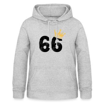 66 Couronne 66e anniversaire 66 ans - Sweat à capuche Femme - gris clair chiné - Devant - AI Model Female 172 light (172cm)