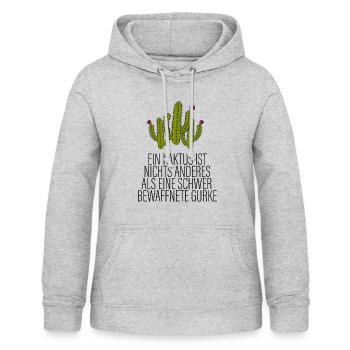 Kaktus Bewaffnete Gurke Lustig - Frauen Hoodie - Hellgrau meliert - Vorne - AI Model Female 172 light (172cm)