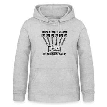 Wählen oder nicht wählen Politik - Frauen Hoodie - Hellgrau meliert - Vorne - AI Model Female 172 light (172cm)