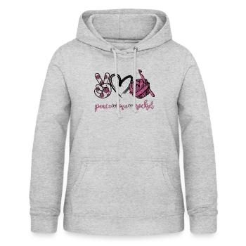 Peace Love Crochet Funny Crocheting T Shirt - Frauen Hoodie - Hellgrau meliert - Vorne - AI Model Female 172 light (172cm)