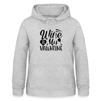 Wein ist mein Valentin - Frauen Hoodie - Hellgrau meliert - Vorne - AI Model Female 172 light (172cm)