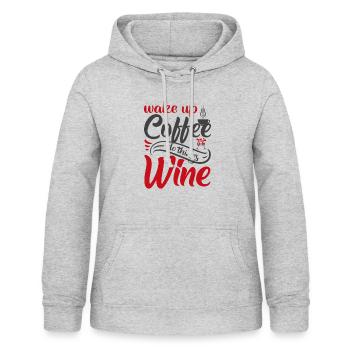 Aufwachen Kaffee, Dinge tun, Wein - Frauen Hoodie - Hellgrau meliert - Vorne - AI Model Female 172 light (172cm)