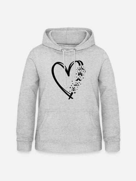 Glücklicher Camper - Frauen Hoodie - Hellgrau meliert