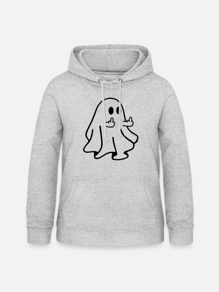Geist Mittelfinger Halloween - Frauen Hoodie - Hellgrau meliert