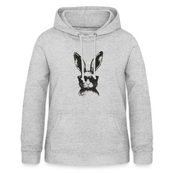 Hase mit Sonnenbrille Grunge Monochrom - Frauen Hoodie - Hellgrau meliert - Vorne - AI Model Female 172 light (172cm)