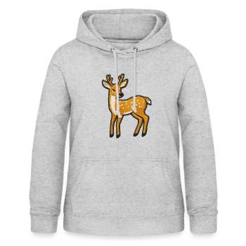 Gesticktes Rehkitz – Niedliches Tierdesign - Frauen Hoodie - Hellgrau meliert - Vorne - AI Model Female 172 light (172cm)