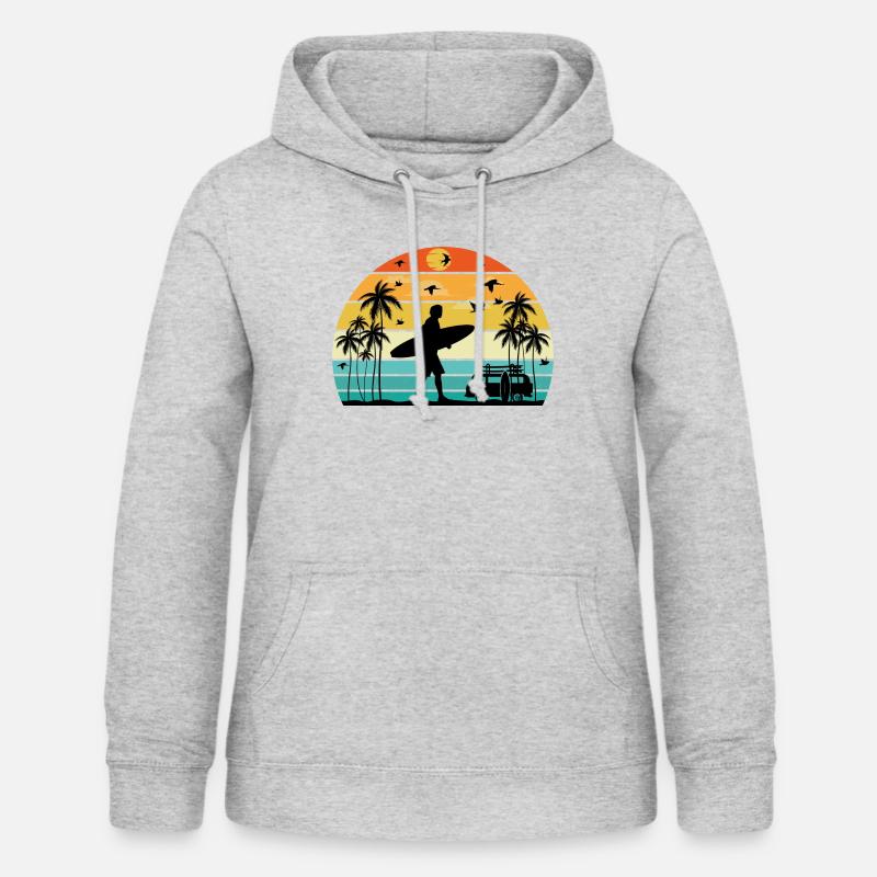 Surf retro sunset - Women's Hoodie - light heather grey