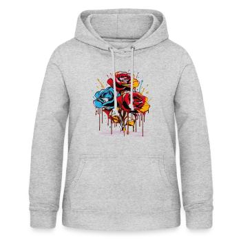 Blumen Frauen Mädchenpower Design Kunst Weiblich Rose - Frauen Hoodie - Hellgrau meliert - Vorne - AI Model Female 172 light (172cm)