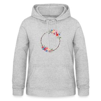 Couronne de fleurs rustique personnalisable - Sweat à capuche Femme - gris clair chiné - Devant - AI Model Female 172 light (172cm)