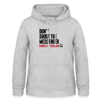 Hands Off Assange - Ne tirez pas sur le Messenger - Sweat à capuche Femme - gris clair chiné - Devant - AI Model Female 172 light (172cm)