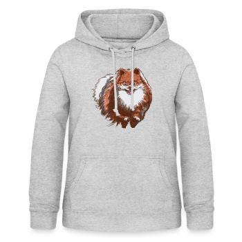 Süßer Spitz rennt auf dich zu - Spitz Hund Design - Frauen Hoodie - Hellgrau meliert - Vorne - AI Model Female 172 light (172cm)
