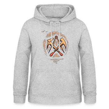 Dachdecker Zunftzeichen, handgezeichnet. Zeichnung - Frauen Hoodie - Hellgrau meliert - Vorne - AI Model Female 172 light (172cm)
