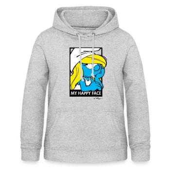 Die Schlümpfe Schlumpfine Happy Face - Frauen Hoodie - Hellgrau meliert - Vorne - AI Model Female 172 light (172cm)