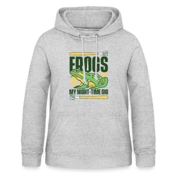 Frogs My Night Time Gig Kaulquappe Laubfrosch - Frauen Hoodie - Hellgrau meliert - Vorne - AI Model Female 172 light (172cm)