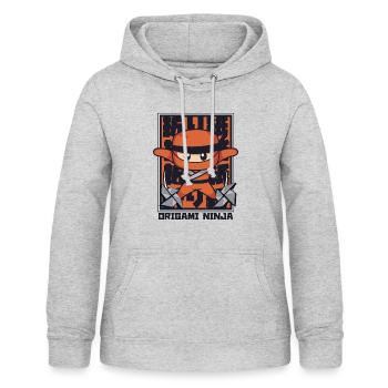 Origami Ninja Eule Papierkranich Faltmeister - Frauen Hoodie - Hellgrau meliert - Vorne - AI Model Female 172 light (172cm)