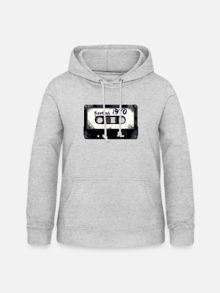 1970 vintage cassette style birthday design - Women's Hoodie - light heather grey