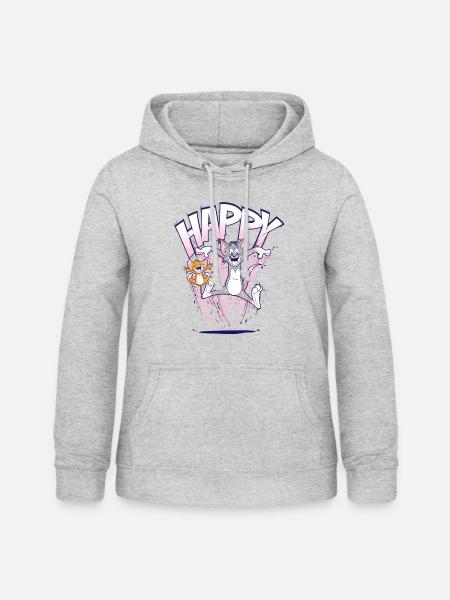 Tom Und Jerry Glücklich - Frauen Hoodie - Hellgrau meliert