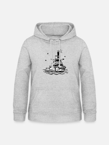 Boot, Flüchtlingsrettung, Seenotrettung - Frauen Hoodie - Hellgrau meliert
