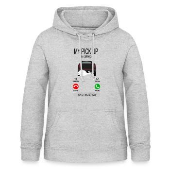 Mon pick-up appelle - Camion - Auto - Diesel - Sweat à capuche Femme - gris clair chiné - Devant - AI Model Female 172 light (172cm)