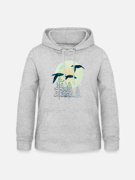 Zugvögel - Frauen Hoodie - Hellgrau meliert