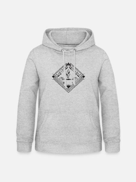 Boho-Stil Feder und Pfeile - Frauen Hoodie - Hellgrau meliert