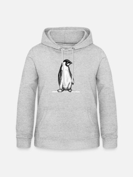 Pinguin Illustration - Frauen Hoodie - Hellgrau meliert