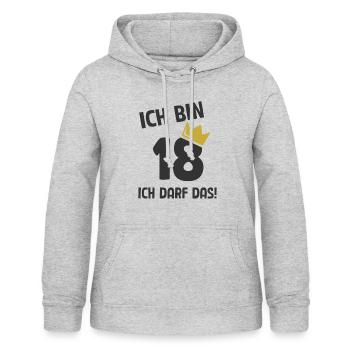18. Geburtstag ich bin 18 Jahre ich darf das - Frauen Hoodie - Hellgrau meliert - Vorne - AI Model Female 172 light (172cm)