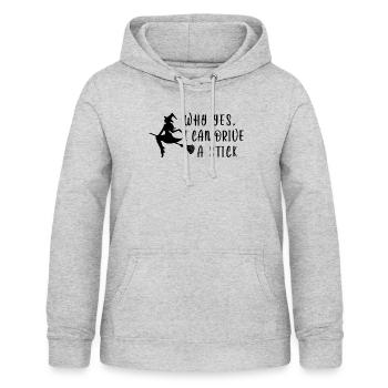 Why yes, i can drive a stick - Halloween Hexe - Frauen Hoodie - Hellgrau meliert - Vorne - AI Model Female 172 light (172cm)