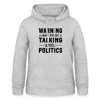 Warning may start talking about Politics Meme - Frauen Hoodie - Hellgrau meliert - Vorne - AI Model Female 172 light (172cm)