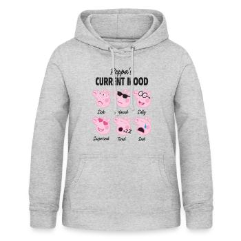 Peppa Wutz´s Current Mood - Frauen Hoodie - Hellgrau meliert - Vorne - AI Model Female 172 light (172cm)