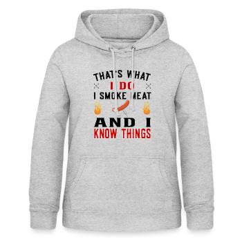 That's what I do I smoke meat - BBQ Grill Grillen - Frauen Hoodie - Hellgrau meliert - Vorne - AI Model Female 172 light (172cm)