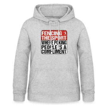 The sport where poking people - Shield Fencing - Women's Hoodie - light heather grey - Front - AI Model Female 172 light (172cm)