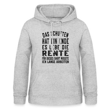 Das Schuften hat ein Ende Rentner Ruhestand Rente - Frauen Hoodie - Hellgrau meliert - Vorne - AI Model Female 172 light (172cm)