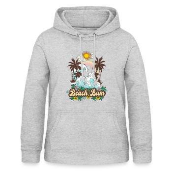 Beach Bum - Meer Palmen Retro Strand Regenbogen - Frauen Hoodie - Hellgrau meliert - Vorne - AI Model Female 172 light (172cm)
