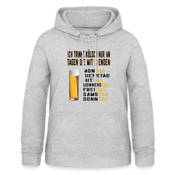 Kölsch nur an Tagen - Kölsch Trinker Köln - Frauen Hoodie - Hellgrau meliert - Vorne - AI Model Female 172 light (172cm)