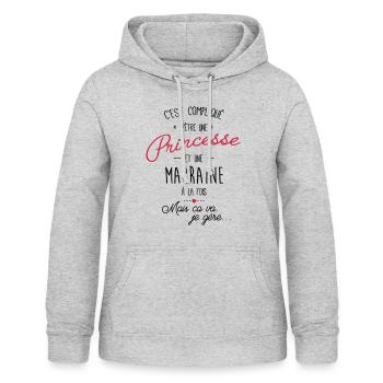 princesse et marraine - Sweat à capuche Femme - gris clair chiné - Devant - AI Model Female 172 light (172cm)