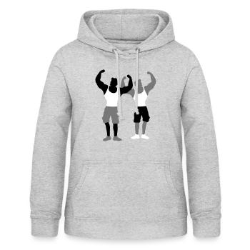 équipe couple duo 2 amis muscle posen texte clipart - Sweat à capuche Femme - gris clair chiné - Devant - AI Model Female 172 light (172cm)