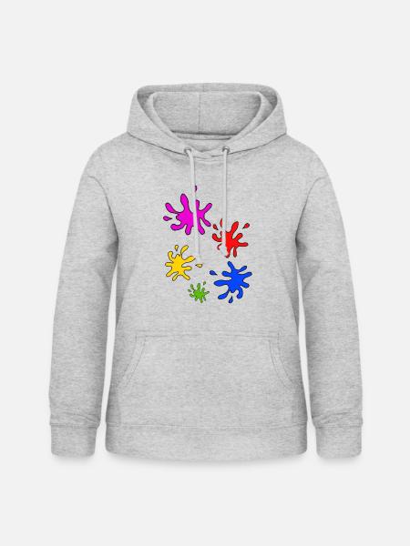Bunte Farbkleckse - Frauen Hoodie - Hellgrau meliert