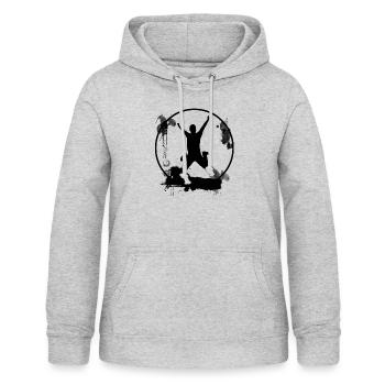 Lebensfreude Jubeln Joy Schwarz - Frauen Hoodie - Hellgrau meliert - Vorne - AI Model Female 172 light (172cm)