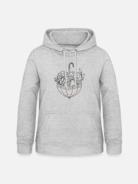 Regenschirm - Frauen Hoodie - Hellgrau meliert
