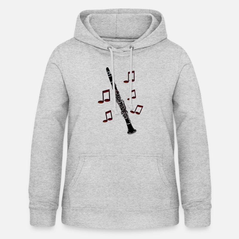 Notes de clarinette rouge - Sweat à capuche Femme - gris clair chiné