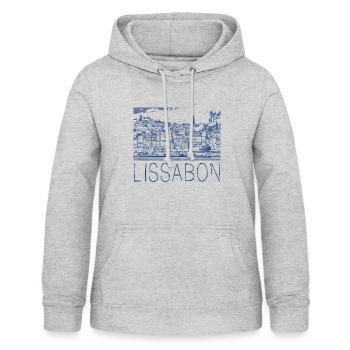dessin à la plume Lissabon - Sweat à capuche Femme - gris clair chiné - Devant - AI Model Female 172 light (172cm)