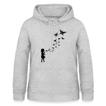 Bubble papillon - Sweat à capuche Femme - gris clair chiné - Devant - AI Model Female 172 light (172cm)