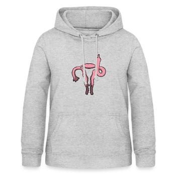 Uterus Zeigt Mittelfinger Gebärmutter Feministin - Frauen Hoodie - Hellgrau meliert - Vorne - AI Model Female 172 light (172cm)