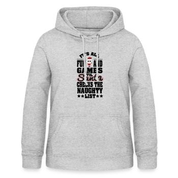 Anti Xmas Santa Liste Ugly Christmas Geschenke - Frauen Hoodie - Hellgrau meliert - Vorne - AI Model Female 172 light (172cm)
