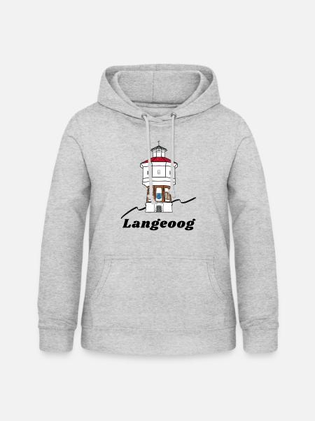 Leuchtturm Langeoog - Frauen Hoodie - Hellgrau meliert