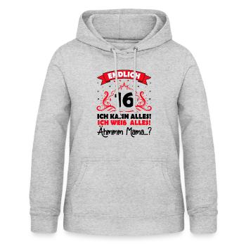 16 Geburtstag Mädchen Junge Fun Geschenk lustig - Frauen Hoodie - Hellgrau meliert - Vorne - AI Model Female 172 light (172cm)