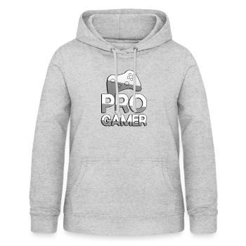 PRO GAMER + Controller - Gaming - Frauen Hoodie - Hellgrau meliert - Vorne - AI Model Female 172 light (172cm)