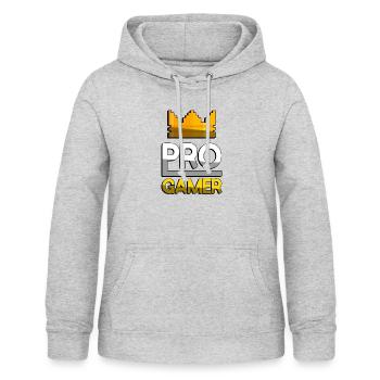 PRO GAMER (Gelb) + King Crown - Gaming - Frauen Hoodie - Hellgrau meliert - Vorne - AI Model Female 172 light (172cm)